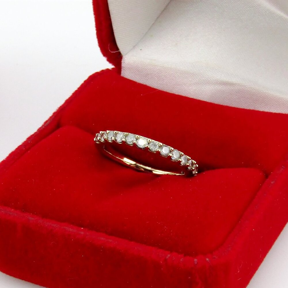Natural Diamond Anniversary Wedding Band Ring 10k Yellow Gold Sz 5 Genuine Real